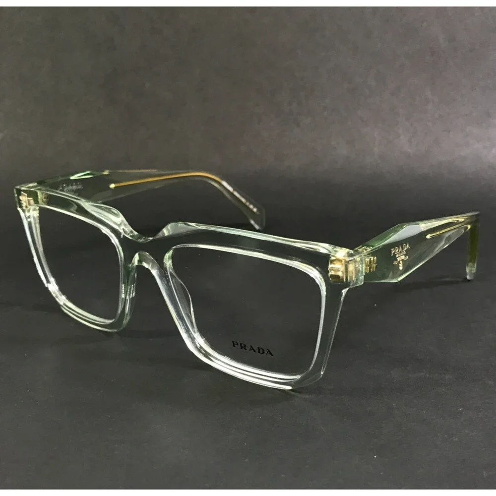 Prada Eyeglasses Frames VPRA19 14R-1O1 Transparent Mint Green Square 54-18-145